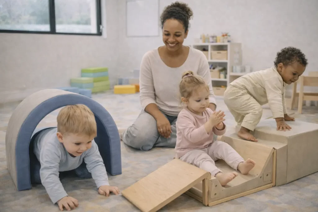 motricité libre en crèche - le tunnel